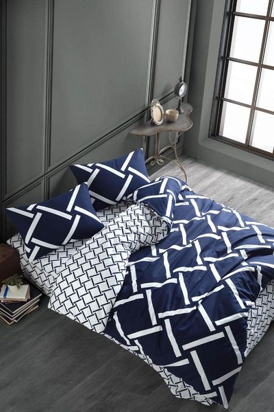 

bedding sets plain santana navy blue ranforce double duvet cover set ct-1729