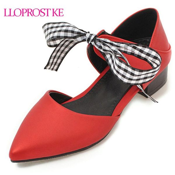 

lloprost ke summer plaid bow women's sandals pointed toe ladies low heel thick heels slides woman shoes my855, Black