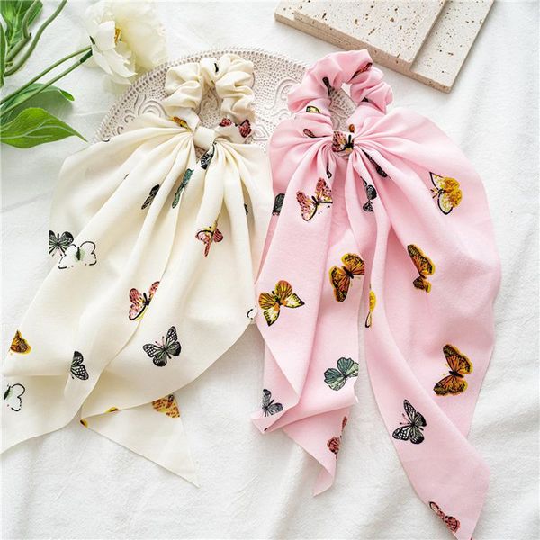

hair accessories candy color women scrunchie bows ponytail holder hairband cherry ribbon scrunchy girls satin print elastic rubber band