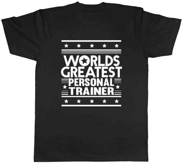 

worlds greatest personal trainer mens t-shirt tee, White;black