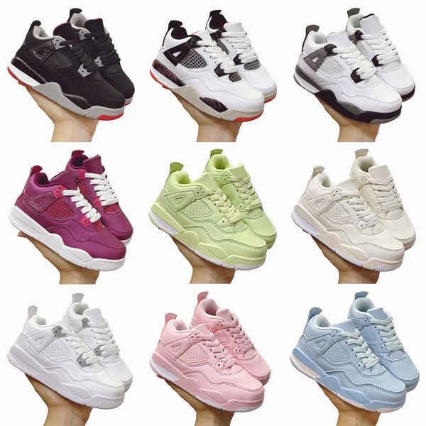 

4 university blue 4s kids basketball shoes black cat fire red men sneakers paris bred thunder se neon pine green metallic purple mens sports