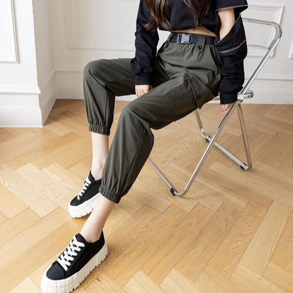

women's pants & capris sports casual loose legged overalls 2021 spring and autumn style small slim harlan, Black;white