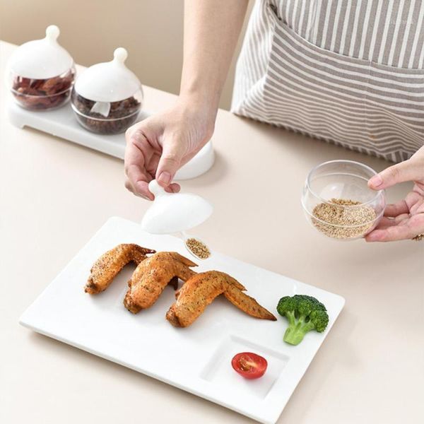 

storage bottles & jars 1 set good condiment jar space-saving reusable lightweight transparent salt with tray