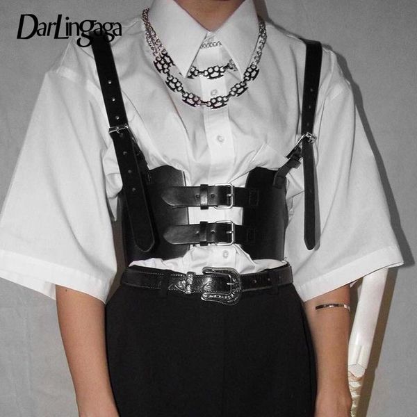 

darlingaga streetwear black pu leather crop women festival cami buckle vest cummerbunds adjustable summer cropped tanks women's & camis, White