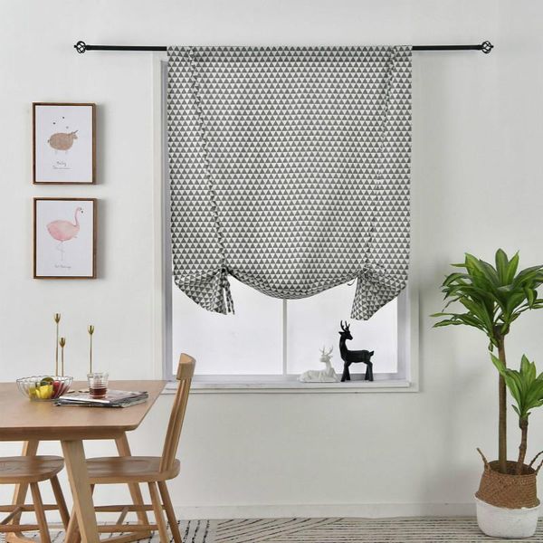 

grey triangle printing geometric finished curtain belt shading roman bedroom curtains cortinas para dormitorio & drapes