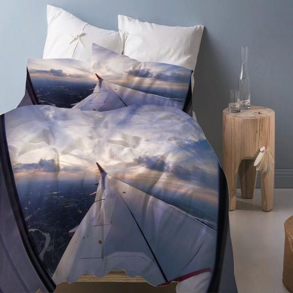 

bedding sets fashion sky airplane printed home textiles single bed double duvet cover pillow case sheet boy girl set