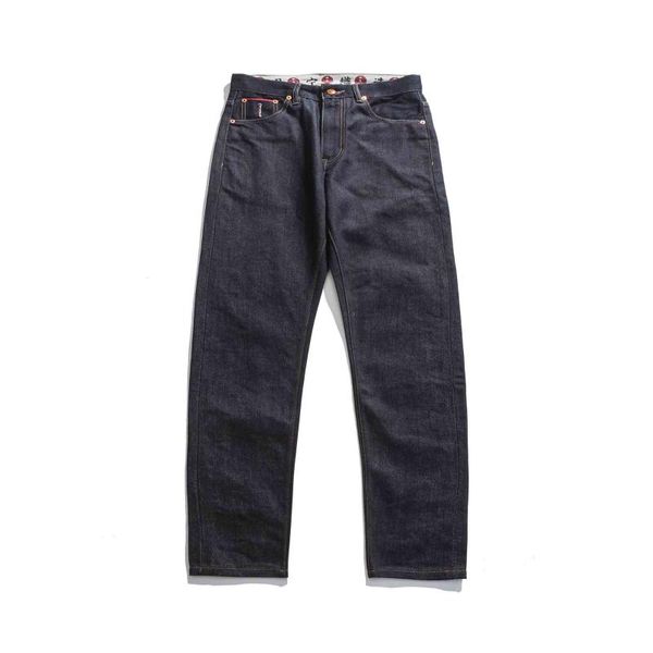 

men's jeans men casual washed selvedge black denim pants, Blue