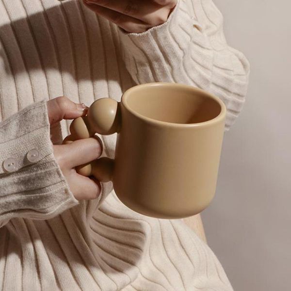 

mugs 11oz fat handle coffee mug hand-glazed stained dirty milk water cup hand pinch with base for office and home