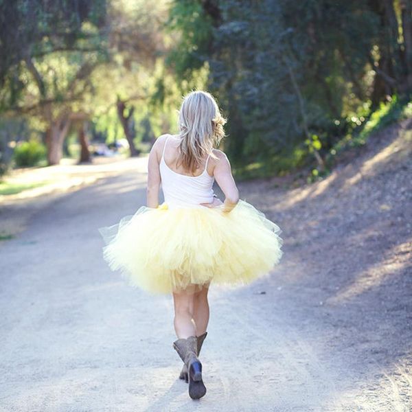 Gonne Qualsiasi Colore Gonna Tutu per Adulti 2021 Bel Paese Giallo 50cm Matrimonio Damigella D'onore Dolce Ragazza Lolita Faldas Mujer Saias Jupe