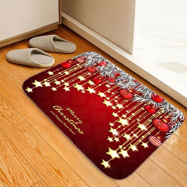 

christmas anti-slip entrance door bathroom mat indoor polyester fabric single sided printing carpet doormat decoration carpets