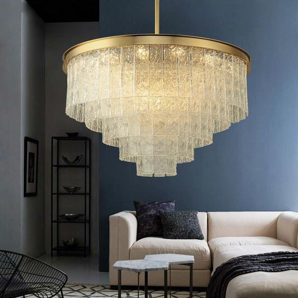 

american rh e14 led pendant lights living room luxury hanging lamp gold round metal lustre glass lighting fixtures lamparas lamps