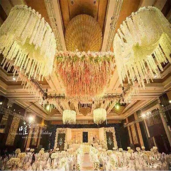 

long white hydrangea garland rattan artificial silk wisteria vine for wedding decoration shooting props supplies decorative flowers & wrea w