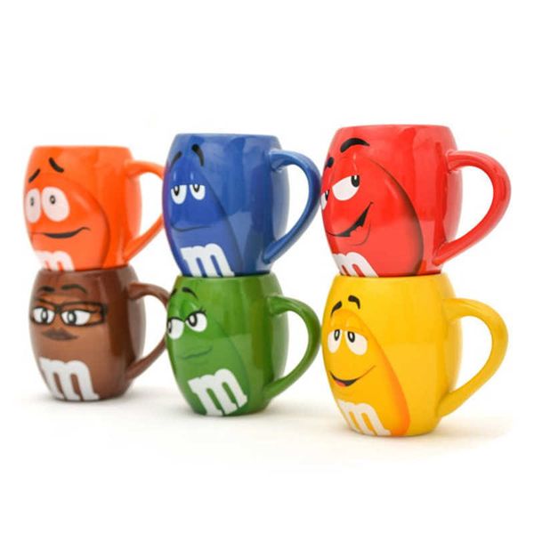 

m&m beans coffee mugs tea cups and mugs cartoon cute expression mark large capacity drinkware christmas gift t200104