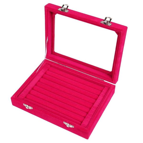

dishes & plates earring storage case display box ring organizer jewellery tray cufflink showcase with clear glass lid