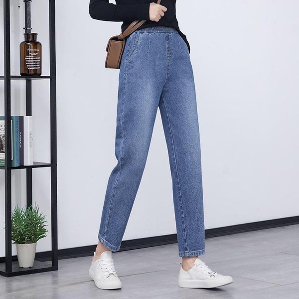 

women's jeans makuluya casual women elastic waist vintage female denim all-match trousers fashion pencil pants rgl6, Blue