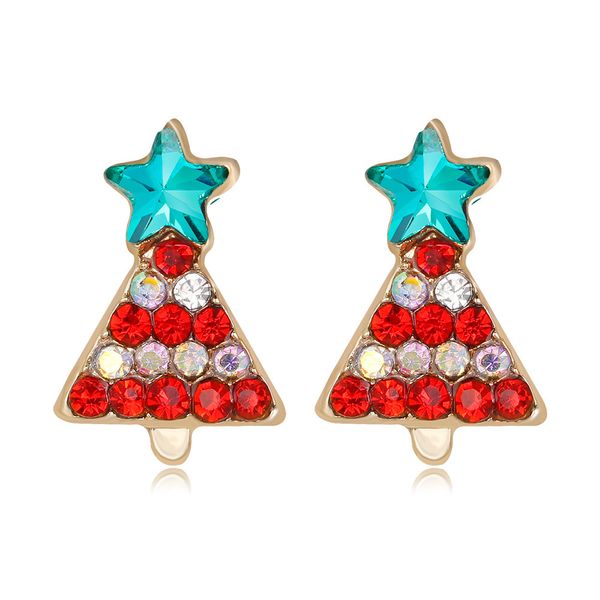 

factory 21ss fashion series alloy diamond colorful christmas tree earrings christmas