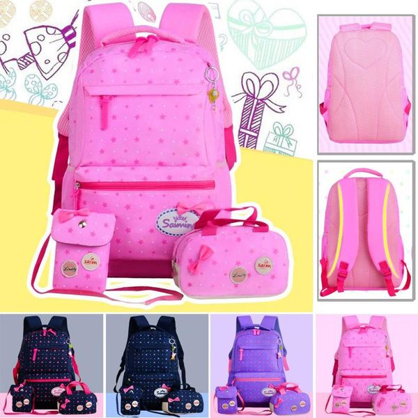 

backpack 3pc women backpacks candy color large capacity school bags for teens korean harajuku female woman multi-pockets