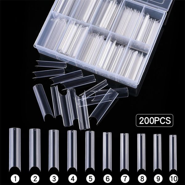 

long finished product manicure tool water pipe c arc straight tube false 200 pieces box nail patch