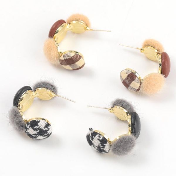 

hoop & huggie fashion artificial leather metal c-shaped earrings women's creative small party jewelry accessories, Golden;silver