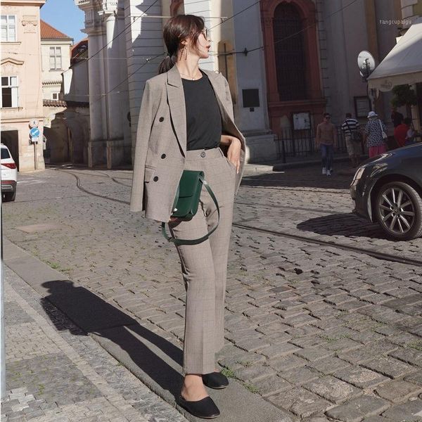 

women's two piece pants restoring ancient ways suit female in the autumn of 2021 two-piece jacket + tall waist trousers fashion, White