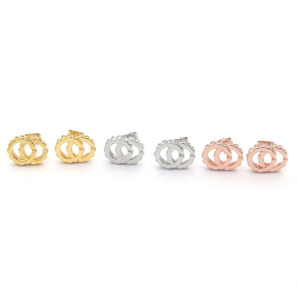 

stainless steel designer stud simple g letter gold silver rose colors twist style earrings for women party gifts engagement hoop wholesale, Golden;silver