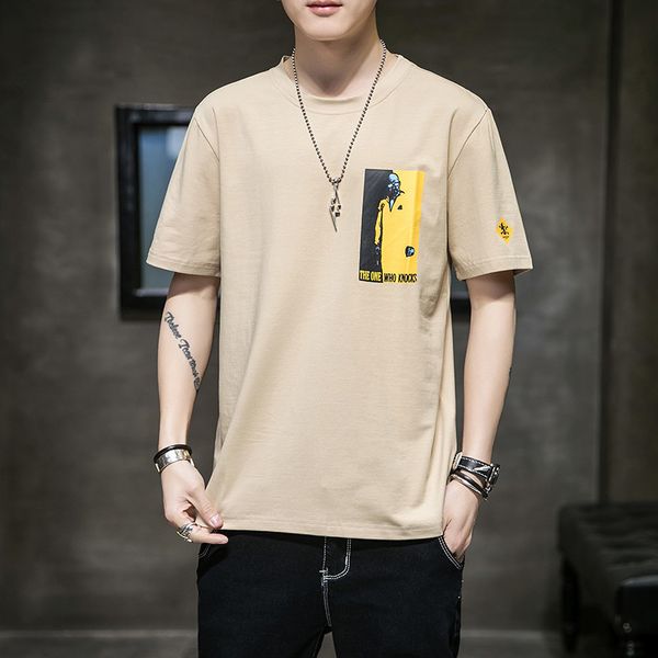 

men's t shirts summer 2021 trend loose short sleeve round neck half, White;black