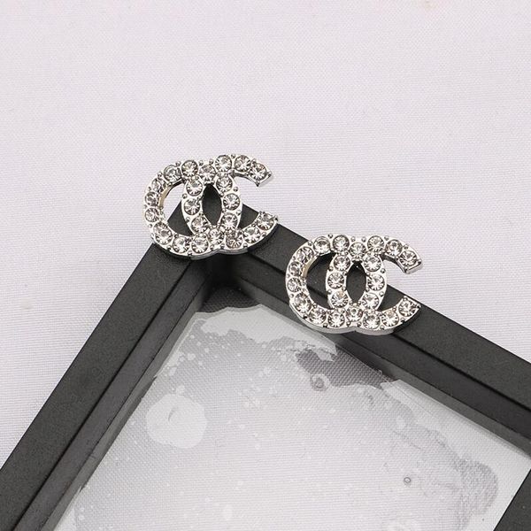 

cute girls preal crystal letters stud gold plated sier brand designers geometric famous women rhinestone pearl earring wedding party, Golden;silver