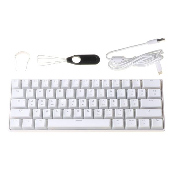 

keyboards mxlc 61 keys type-c rgb led double skin milk wired mechanical keyboard mini gaming gateron switchs for pc