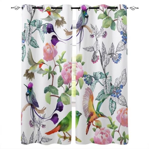 

curtain & drapes animal birds plants flowers leaves branches windows curtains for living room bedroom decor kitchen treatments