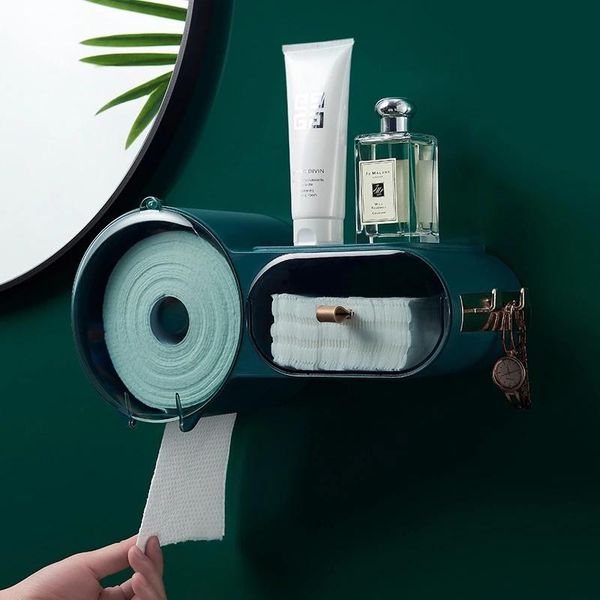 

toilet paper holders punchselfadhesive waterproof wallmounted tissue box cover multifunction bathroom storage organizer holder
