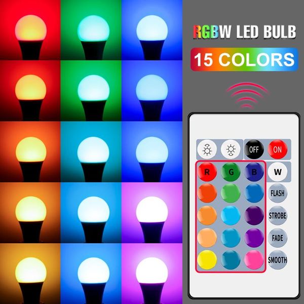 

bulbs e27 led 16 color changing rgb magic bulb 5 10 15w lamp ac 85-265v spotlight with ir remote control decor home