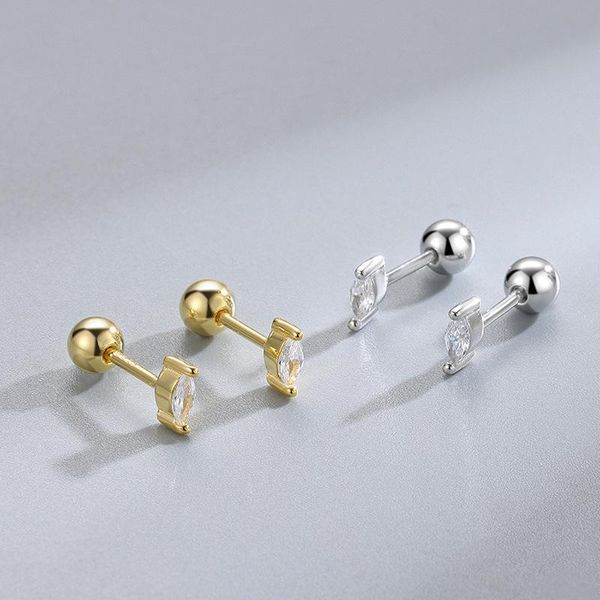 

stud fashion mini earrings stainless steel simple zircon for women fashionable jewelry, Golden;silver