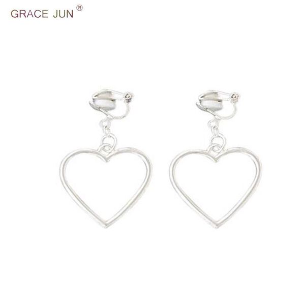 

clip-on & screw back grace jun korea style heart square circle bead shell clip on earrings no pierced for women fashion gold silver color ea