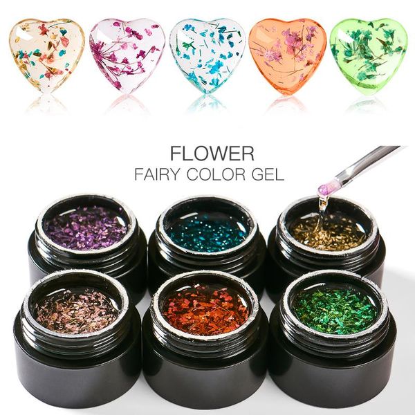 

nail gel floral varnish paint dried flowers polish art lasting effect uv led diy natural fairy nails, Red;pink