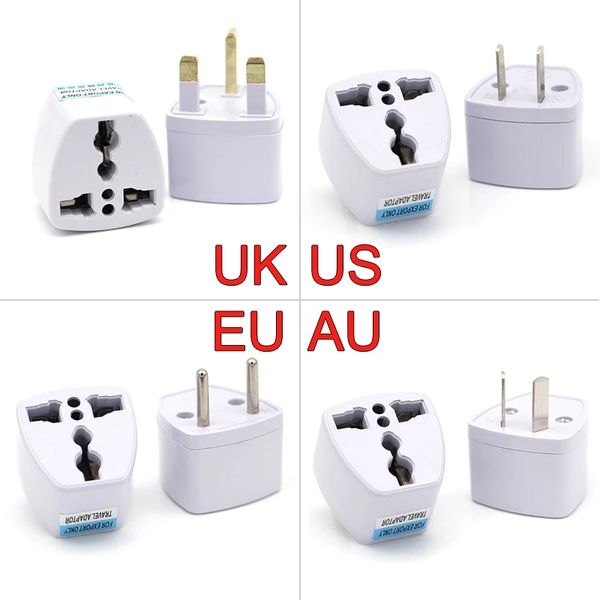 Universal Au UK EUA para UE Plug Adaptadores Conversor USA Australiano para Euro Europeia AC Adaptador de viagem Potência Tomada elétrica