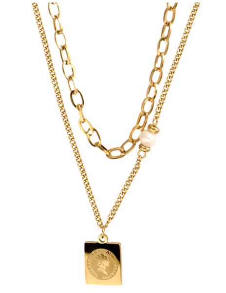 

pendant necklaces 316l stainless steel personality punk hip hop princess portrait double thick chain necklace no fade, Silver