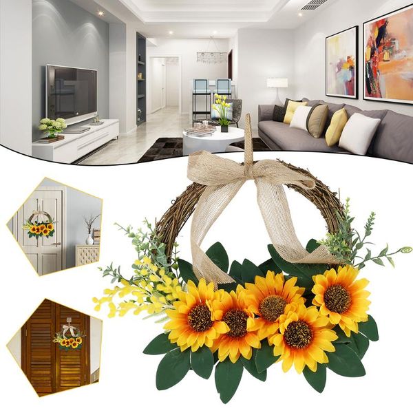 

decorative flowers & wreaths 35 cm hanging artificial sunflower wreath wedding home party decoration flower garland farmhouse