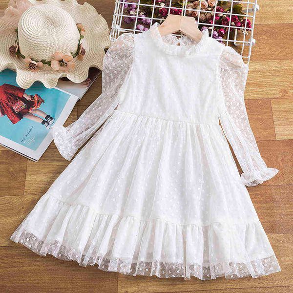 Meninas bonitos vestido para crianças aniversário casamento festa de vestido de baile malha chiffon bolinhas peincess vestidos vestidos crianças traje g1215