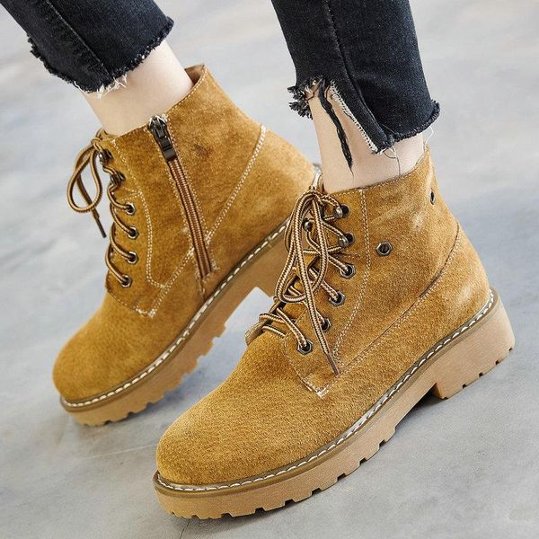 

boots 2021 autumn and winter 100% pigskin leather female retro ankle single casual women's motorcycle, Black