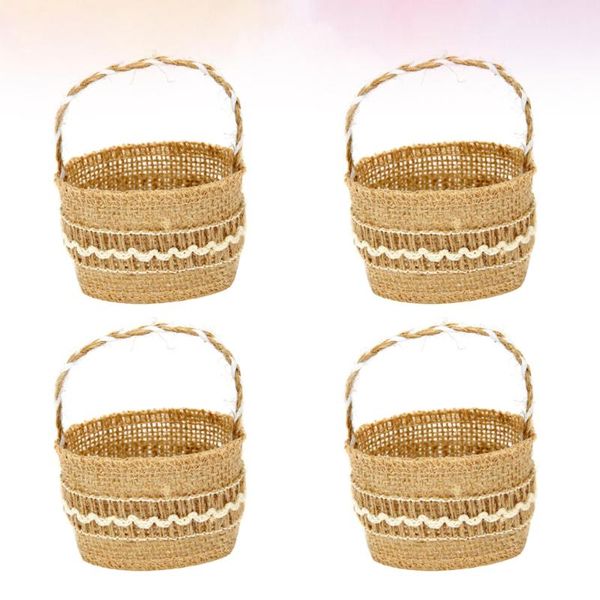 

gift wrap 4pcs wedding linen basket beautiful candy storage holder flower craft