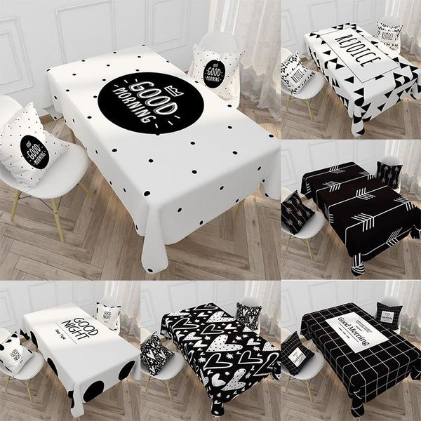 

table cloth cotton and linen tablecloth simple black-and-white plaid household waterproof desk coffee