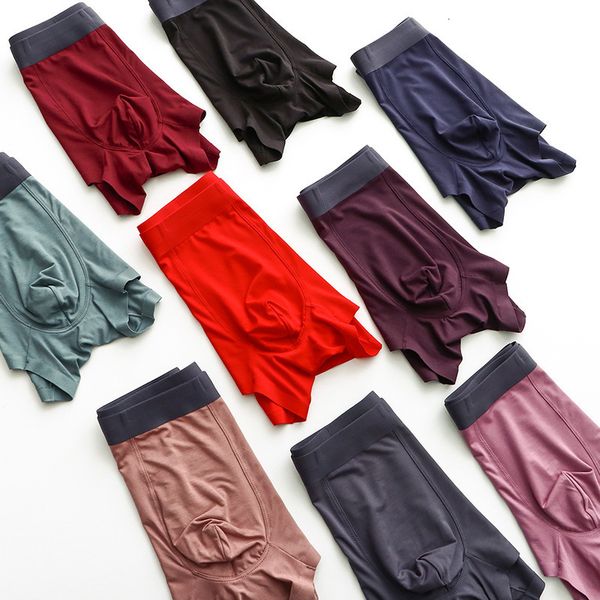 

spring and summer lanjing modal men's underwear flat angle silk crotch breathable shorts no print middle waist four corner pants, Black;white