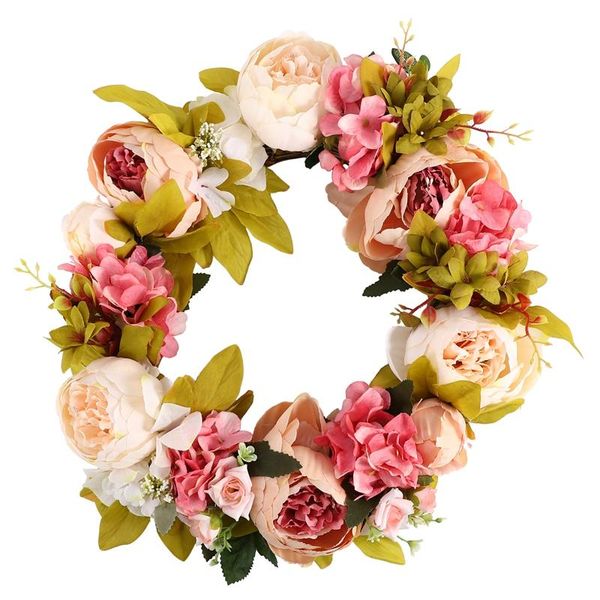 

artificial flower wreath peony - 16inch door spring round for the front door, wedding, home decor decorative flowers & wreaths