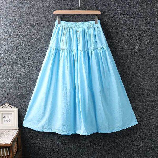 

new summer artistic hipster elastic waist cotton and linen skirt loose women, Black