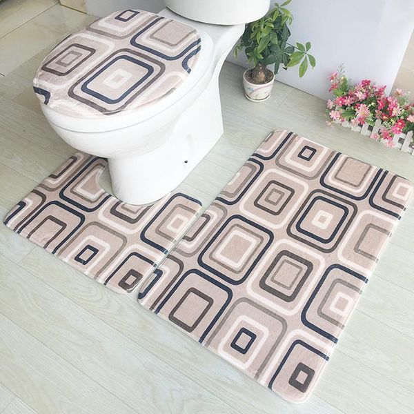

bath mats 3 pieces/set absorbent bathroom floor mat pad non-slip rugs kit toilet pattern carpet mattres decor