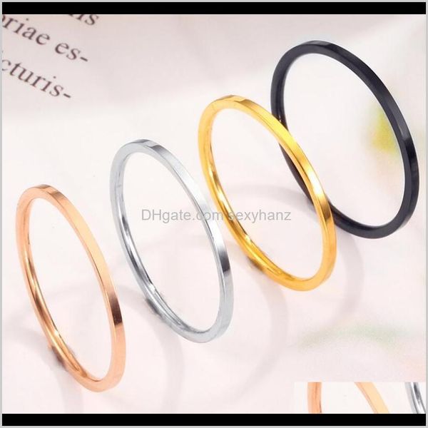 

band simple 1mm fine tail smooth titanium steel ladys ring metal alloy adjustable lady rings sier black rose gold jewelry size yn2x gql0h, Silver