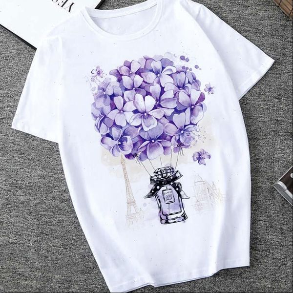 

women womens summer short sleeved floral flower printing ladies t shirt harajuku casual fashion graphic female, White