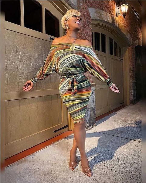 

women's kg352 2021 fashion printed long sleeve one neck drs skirt, Black