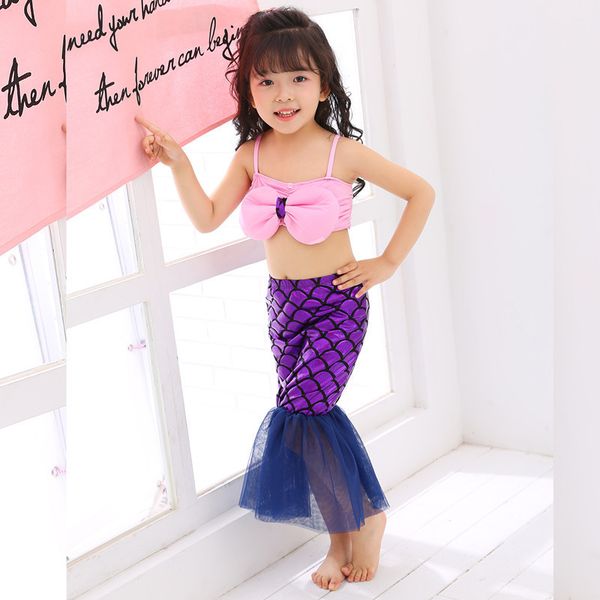 

suit girls 3-piece tail children's princess bathing baby split bikini mermaid costume, White;black