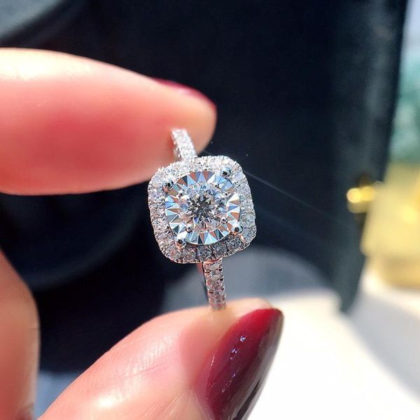 

wedding rings huitan trendy jewelry cubic zirconia for women eternity accessories bling bridal silver color high quality, Slivery;golden